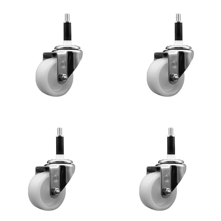 Service Caster 3'' Nylon Wheel Swivel 7/8'' Expanding Stem Caster Set, 4PK SCC-EX20S314-NYS-78-4